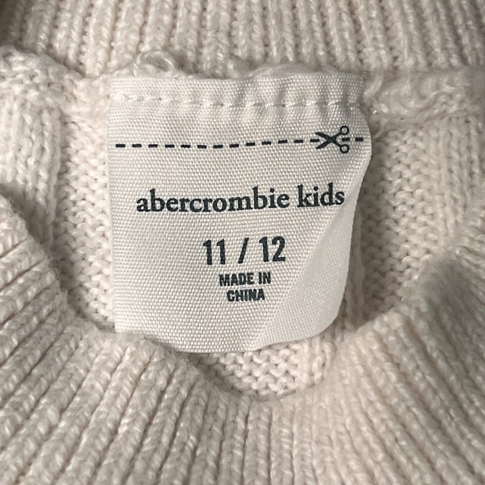 Abercrombie Kids Girls Striped Sweater Size 11/12 White Navy Blue Ribbed Knit - Picture 5 of 6